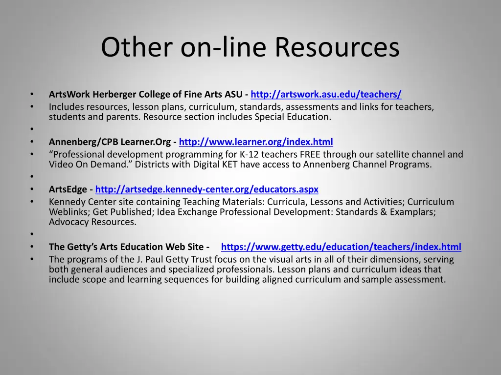 other on line resources