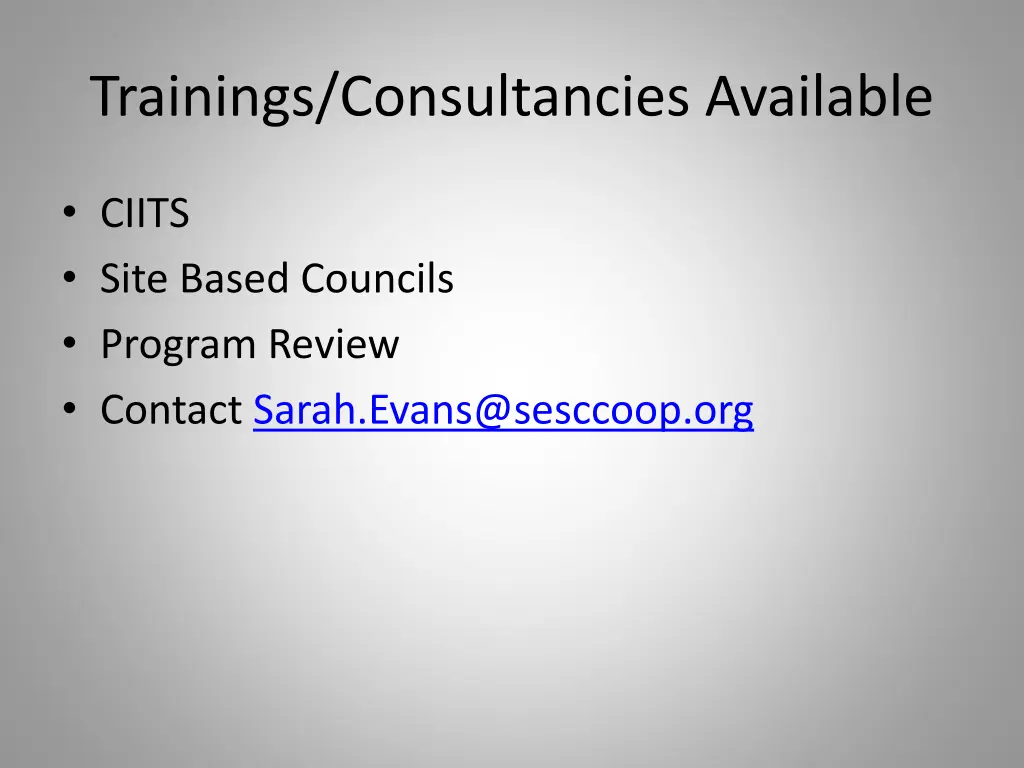 trainings consultancies available