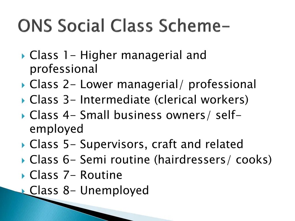 class 1 higher managerial and professional class