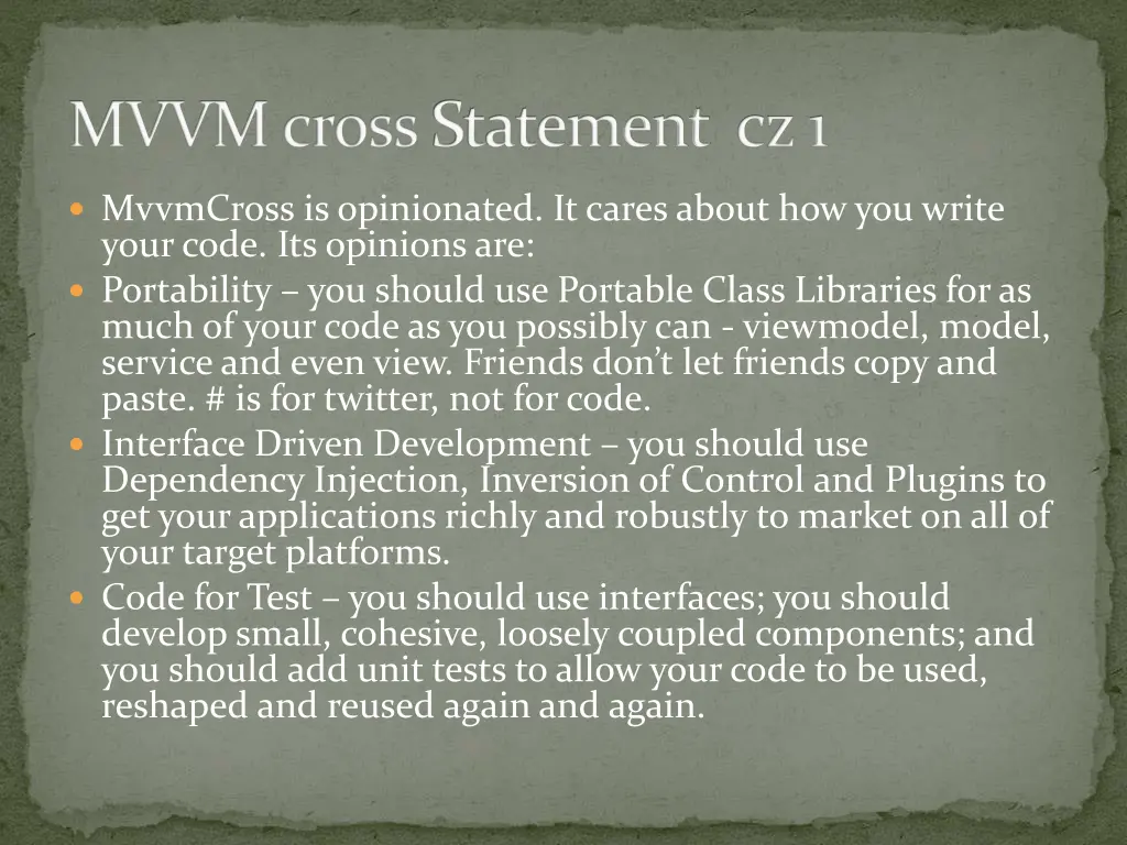 mvvm cross statement cz 1