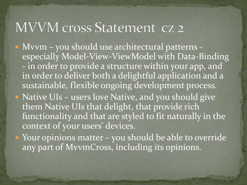 mvvm cross statement cz 2