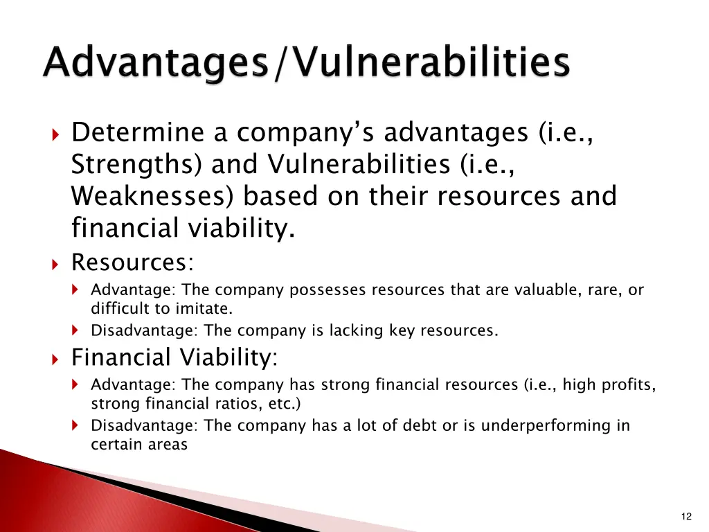 determine a company s advantages i e strengths