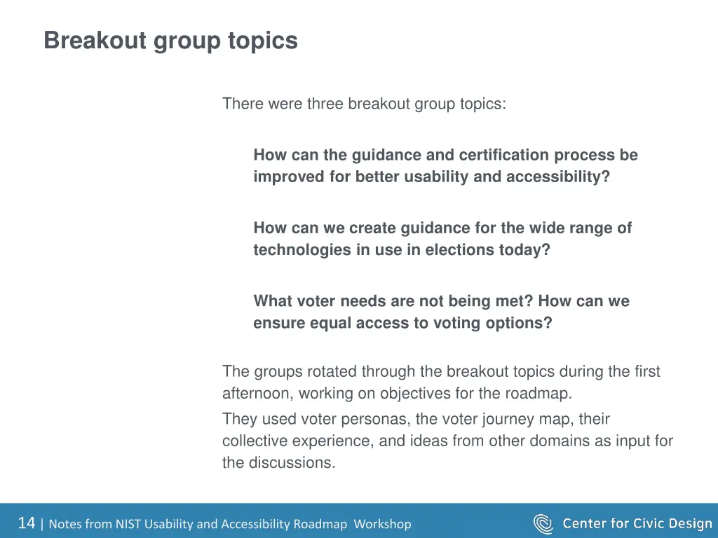 breakout group topics