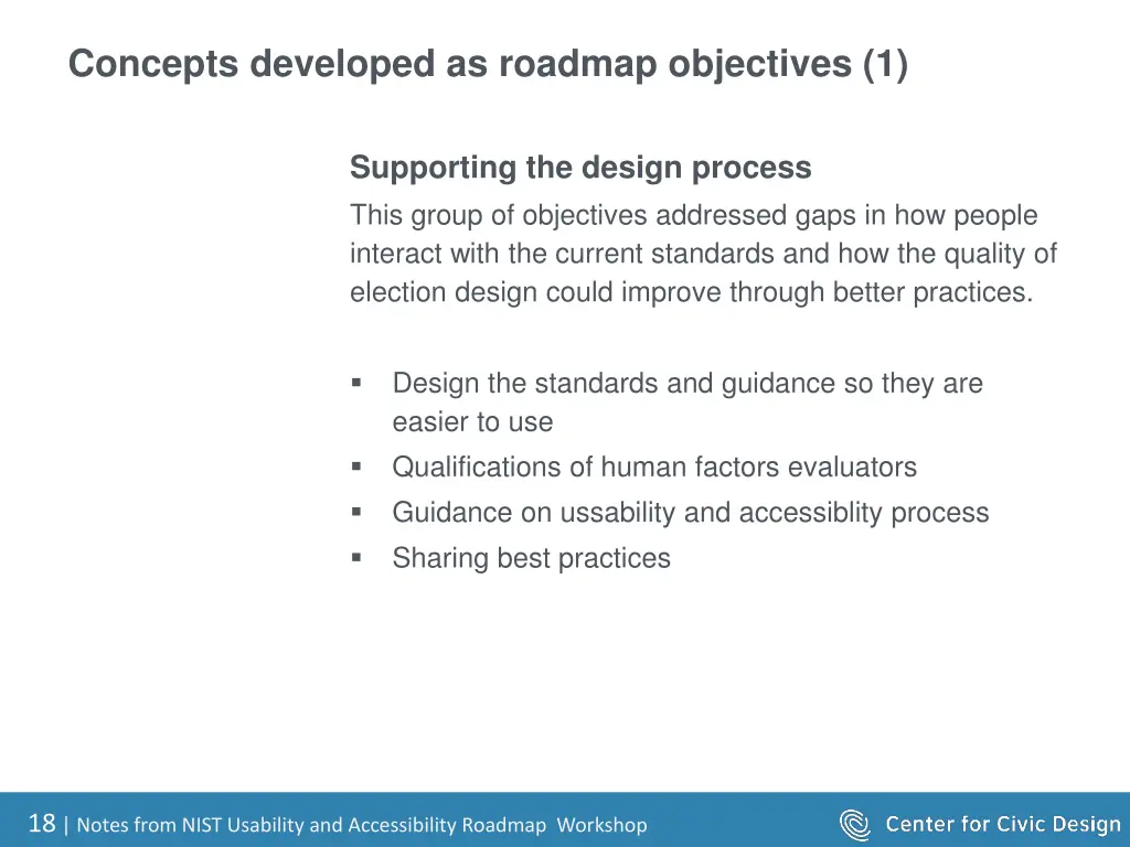 concepts developed as roadmap objectives 1