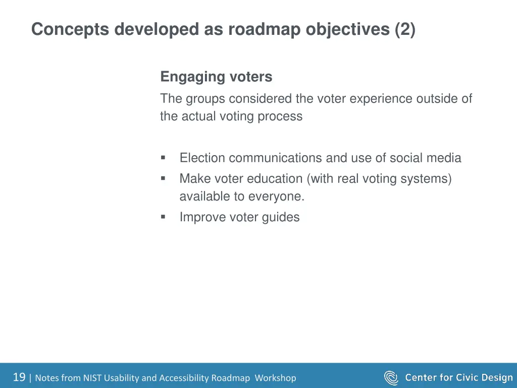 concepts developed as roadmap objectives 2