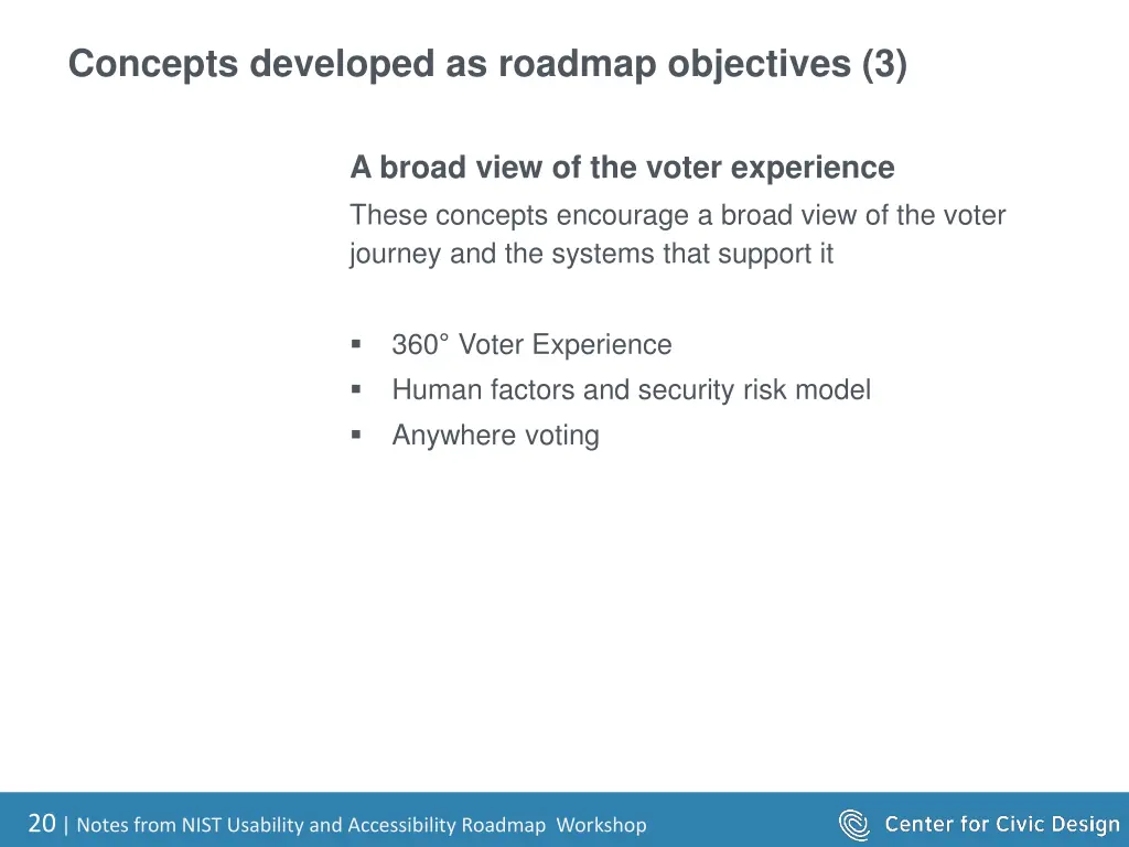 concepts developed as roadmap objectives 3