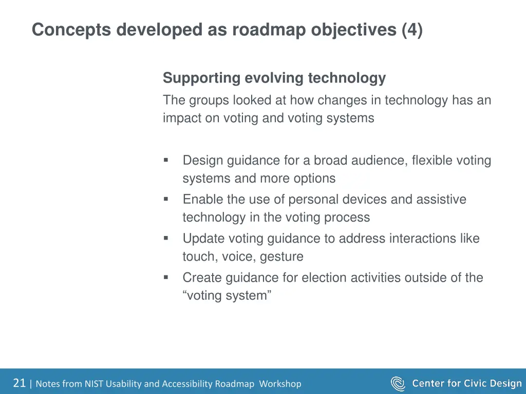 concepts developed as roadmap objectives 4