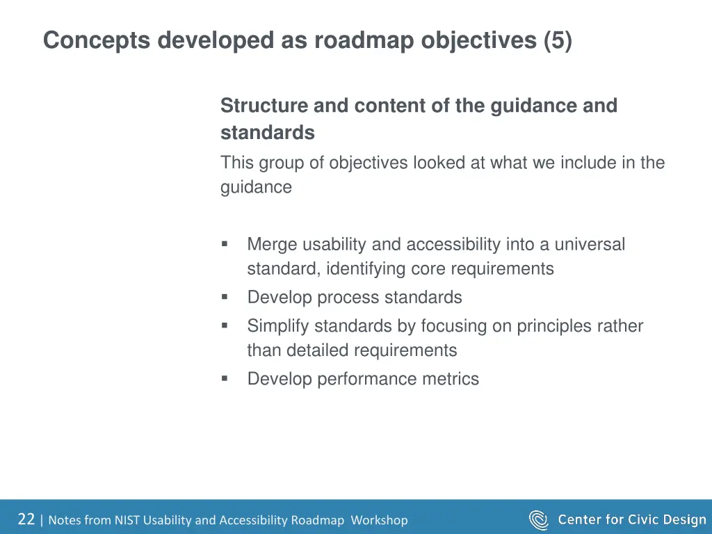 concepts developed as roadmap objectives 5