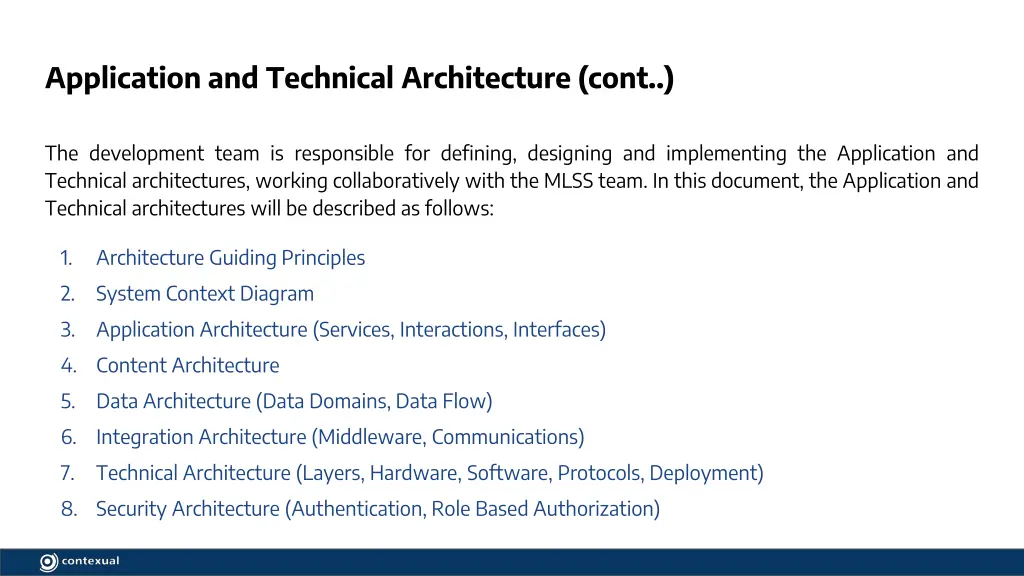 application and technical architecture cont