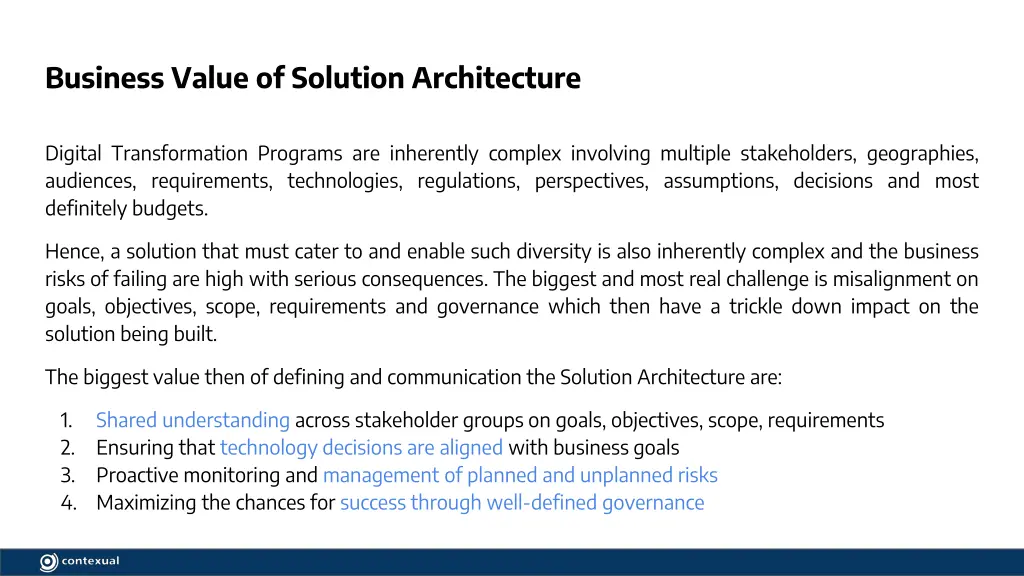 business value of solution architecture