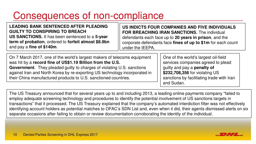 consequences of non compliance