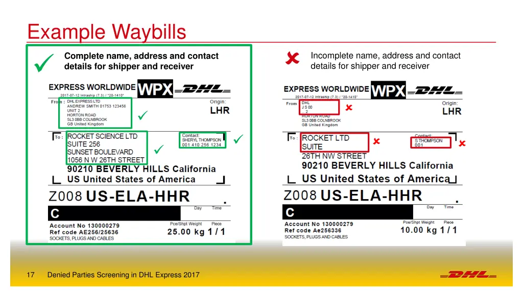 example waybills