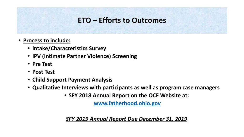 eto efforts to outcomes