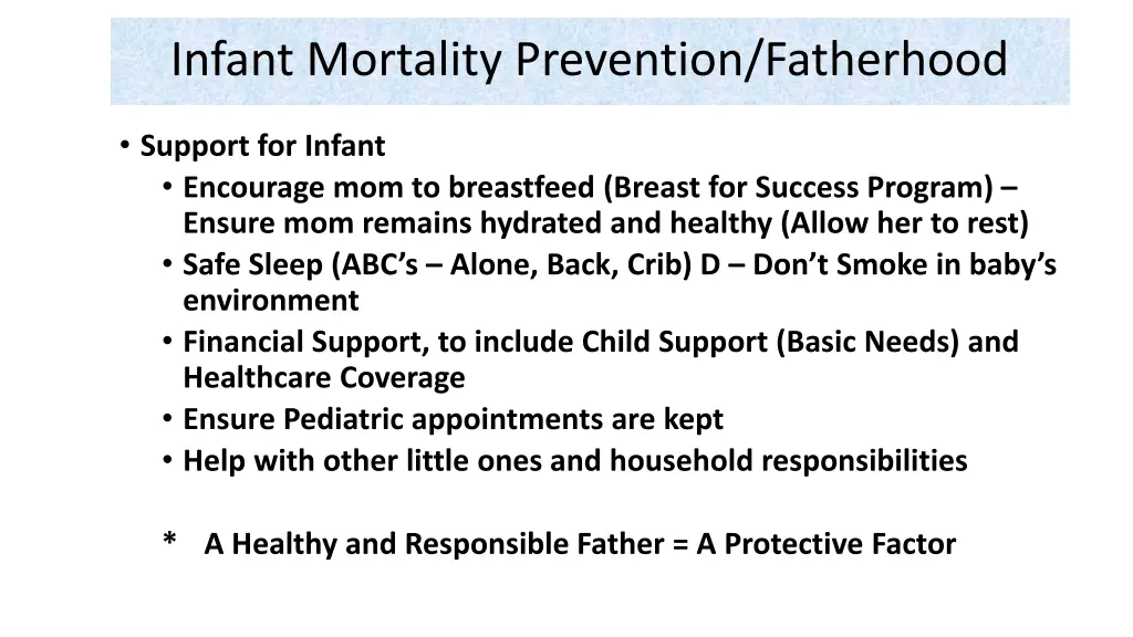 infant mortality prevention fatherhood