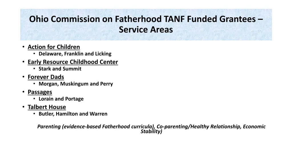 ohio commission on fatherhood tanf funded