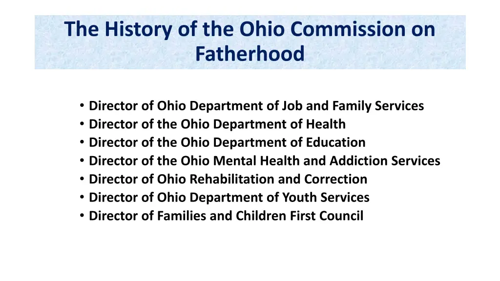 the history of the ohio commission on fatherhood 1