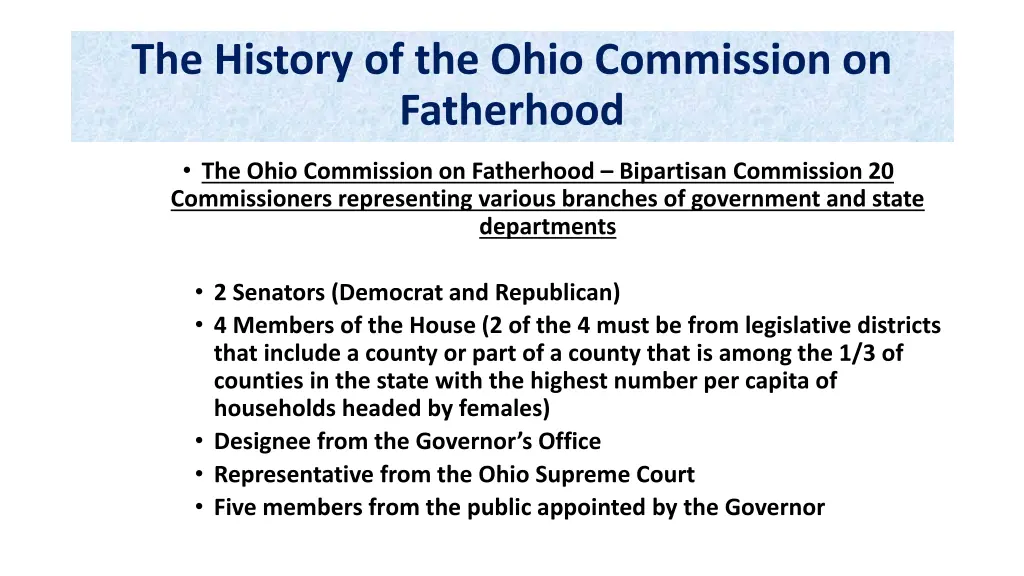 the history of the ohio commission on fatherhood