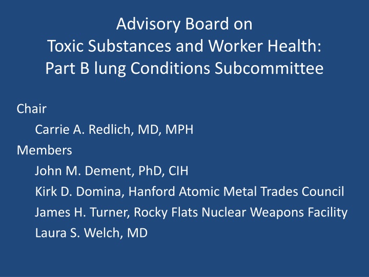 advisory board on toxic substances and worker