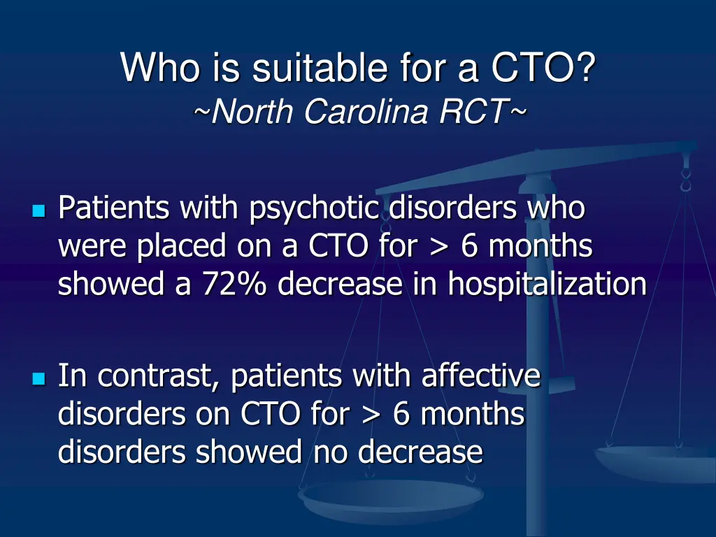 who is suitable for a cto north carolina rct