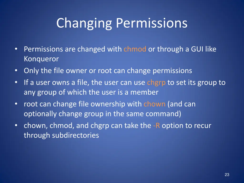 changing permissions