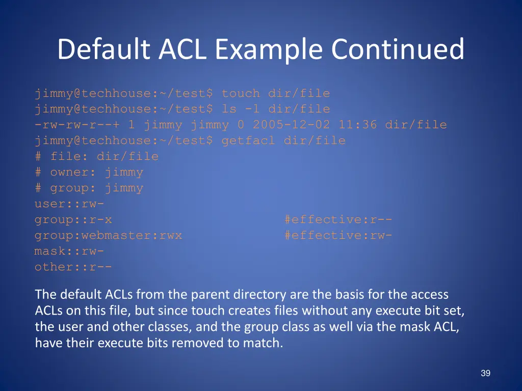 default acl example continued 1