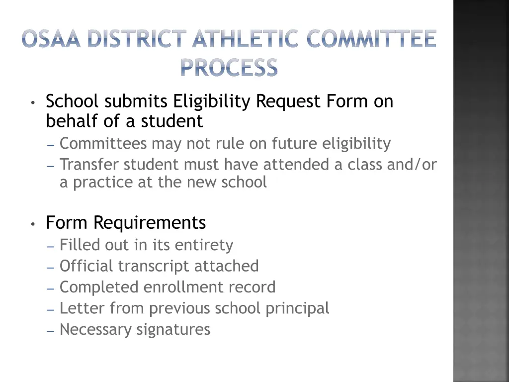 osaa district athletic committee process