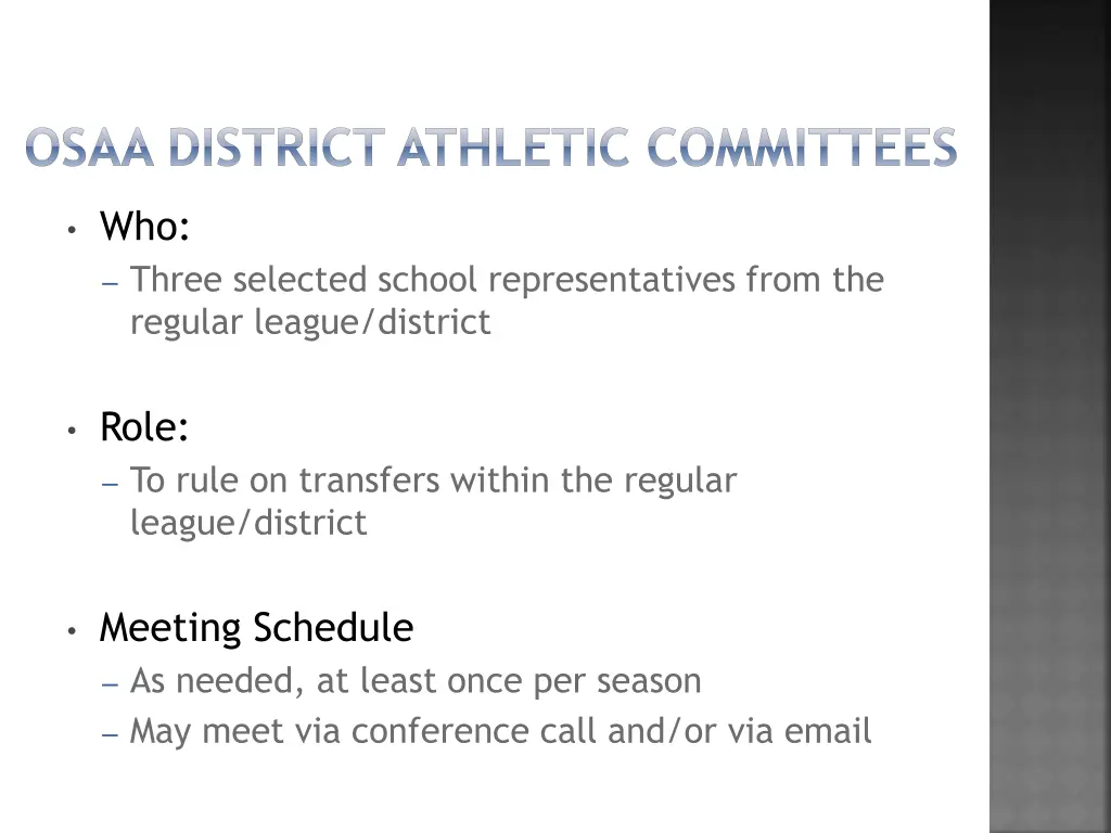 osaa district athletic committees