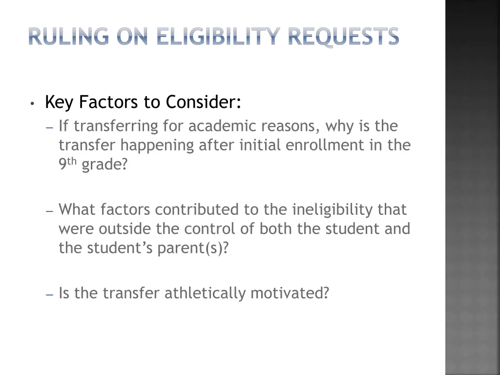 ruling on eligibility requests 1