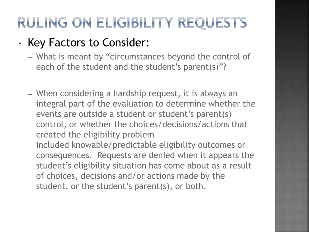 ruling on eligibility requests 2