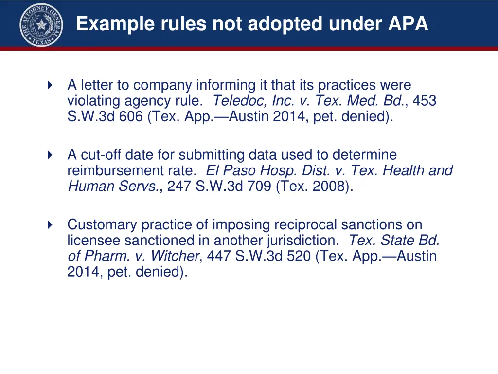 example rules not adopted under apa