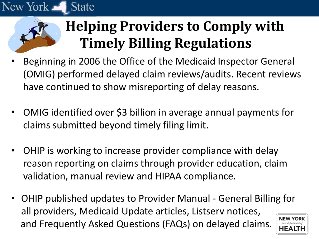 helping providers to comply with timely billing