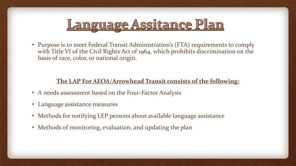 language assitance plan