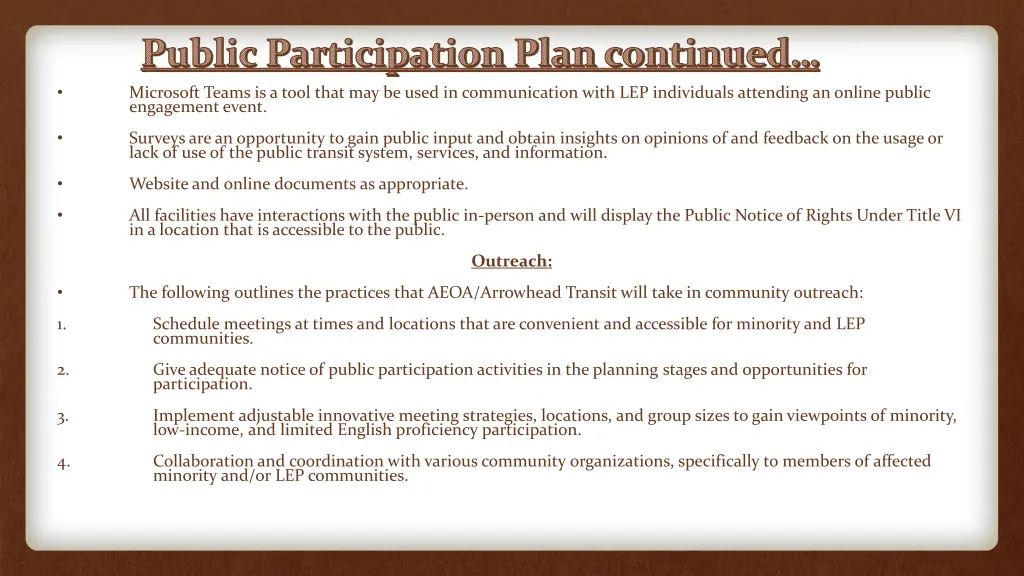 public participation plan continued