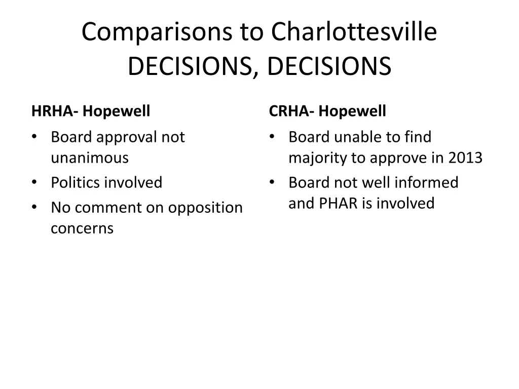 comparisons to charlottesville decisions decisions 1