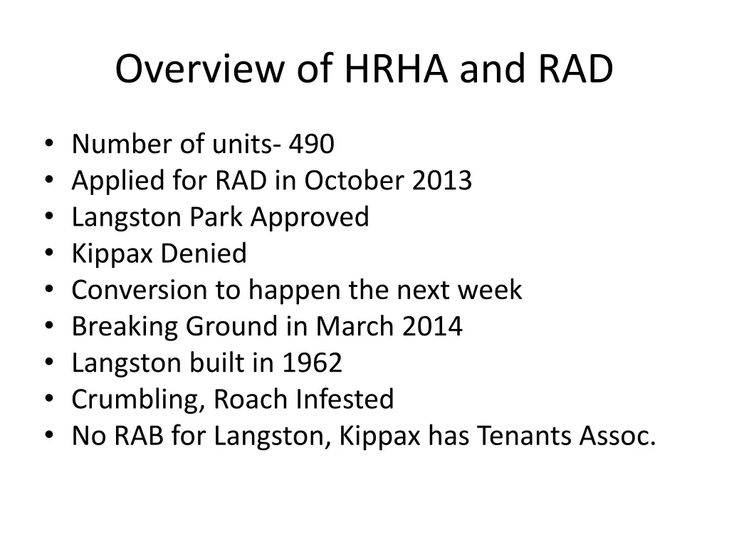 overview of hrha and rad