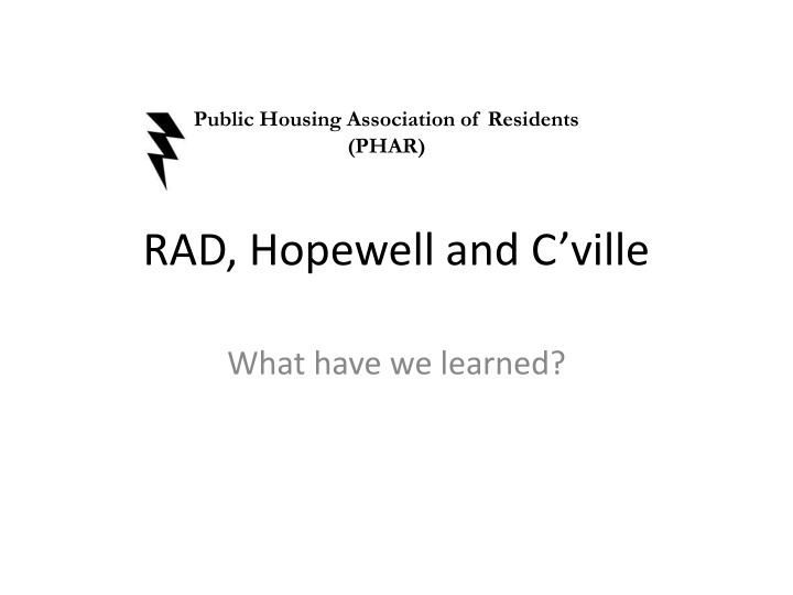 public housing association of residents phar