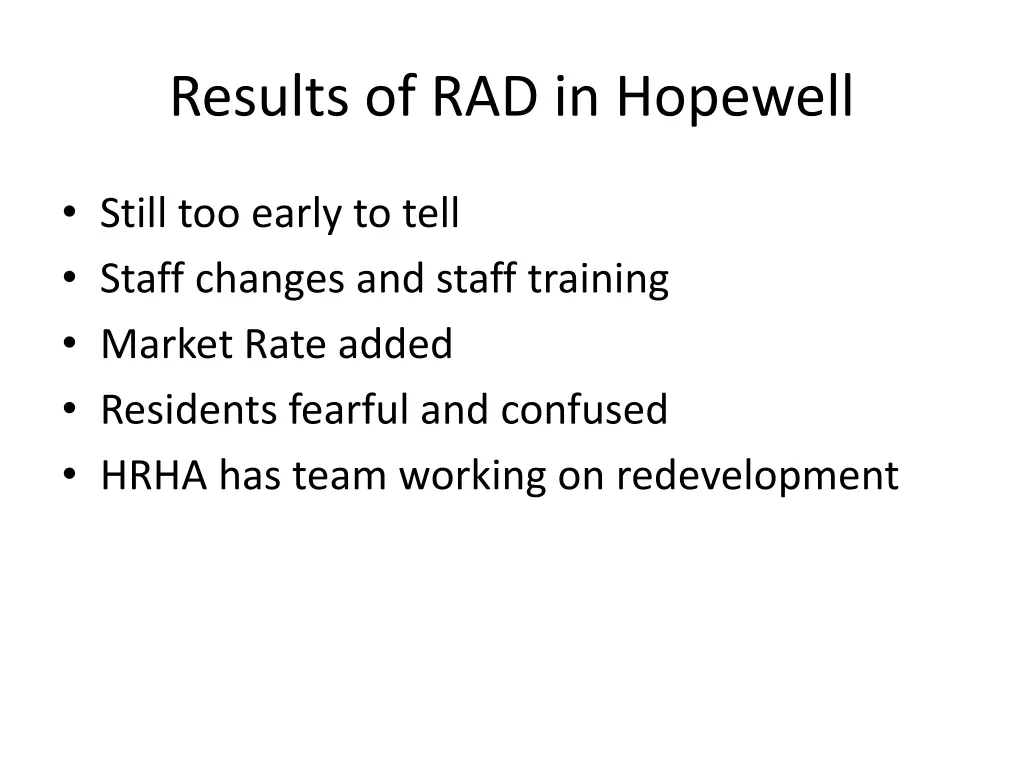 results of rad in hopewell