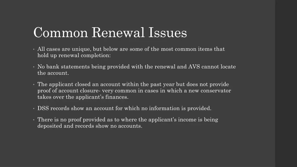 common renewal issues