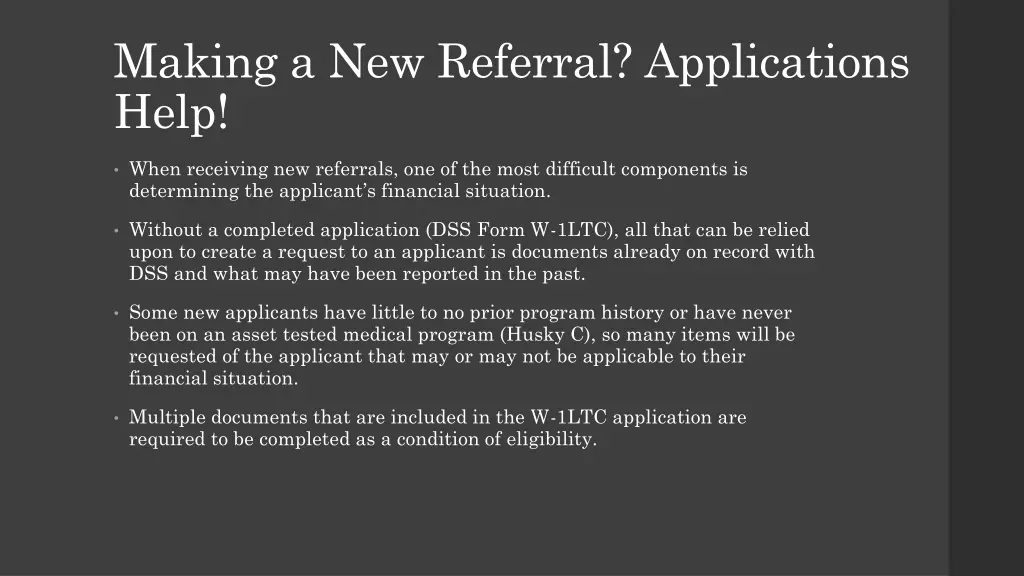 making a new referral applications help