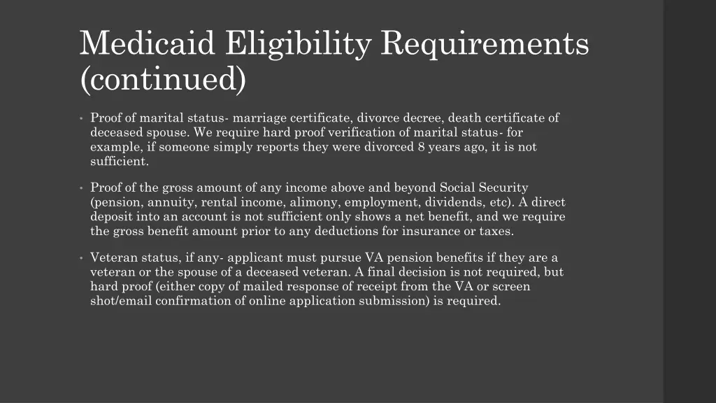 medicaid eligibility requirements continued 2