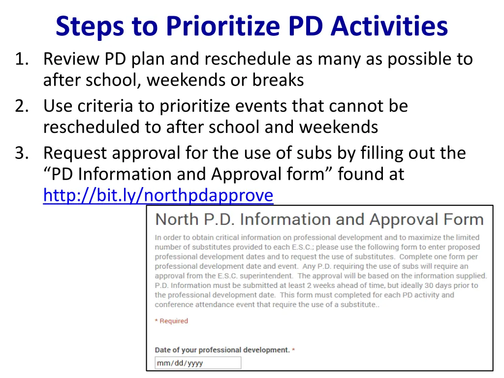 steps to prioritize pd activities 1 review