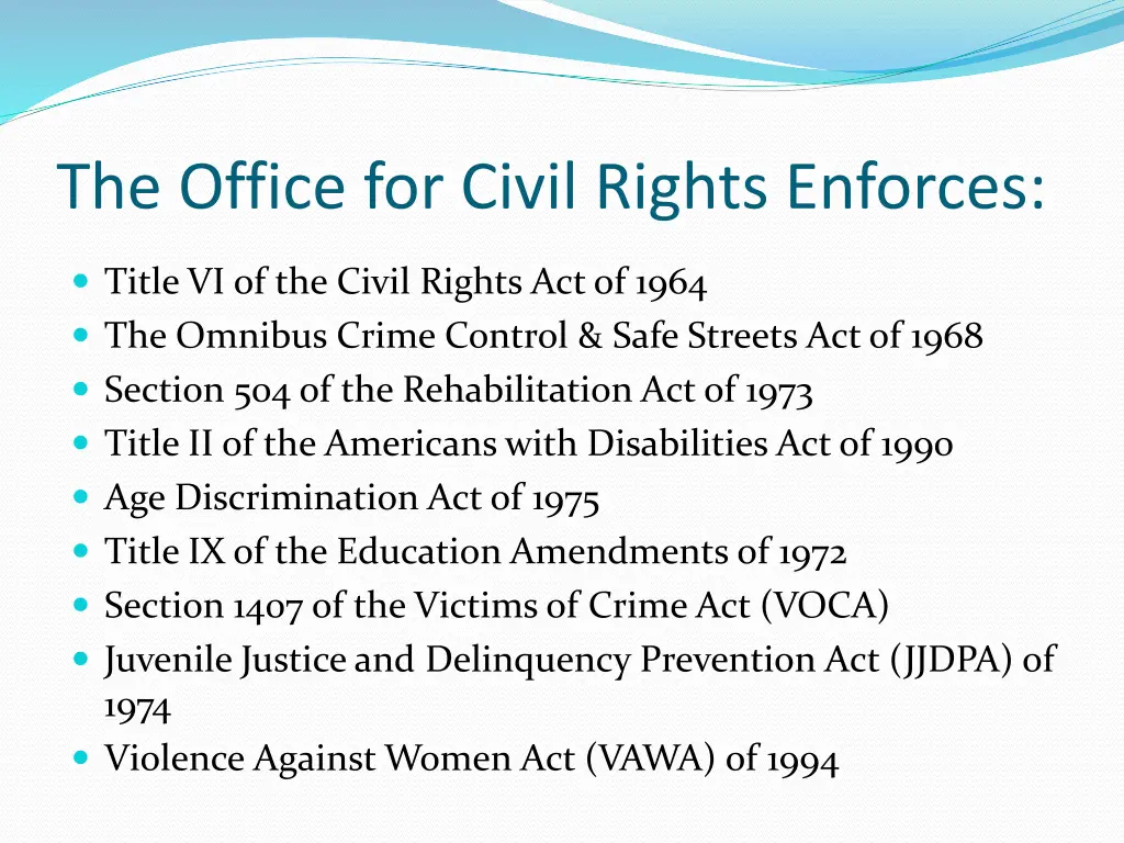 the office for civil rights enforces