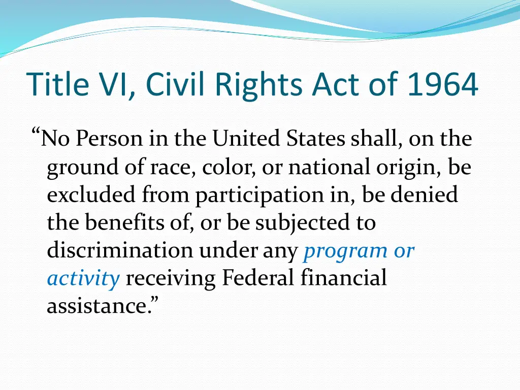 title vi civil rights act of 1964