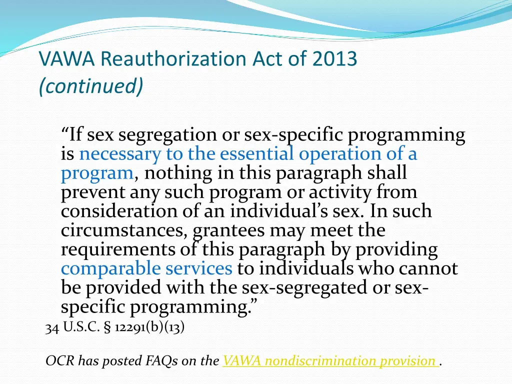 vawa reauthorization act of 2013 continued