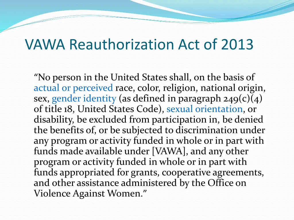 vawa reauthorization act of 2013