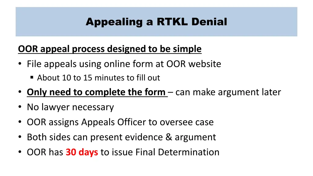 appealing a rtkl denial