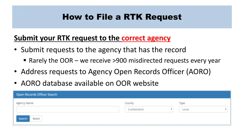 how to file a rtk request