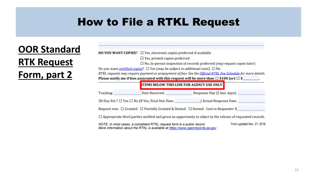 how to file a rtkl request 5