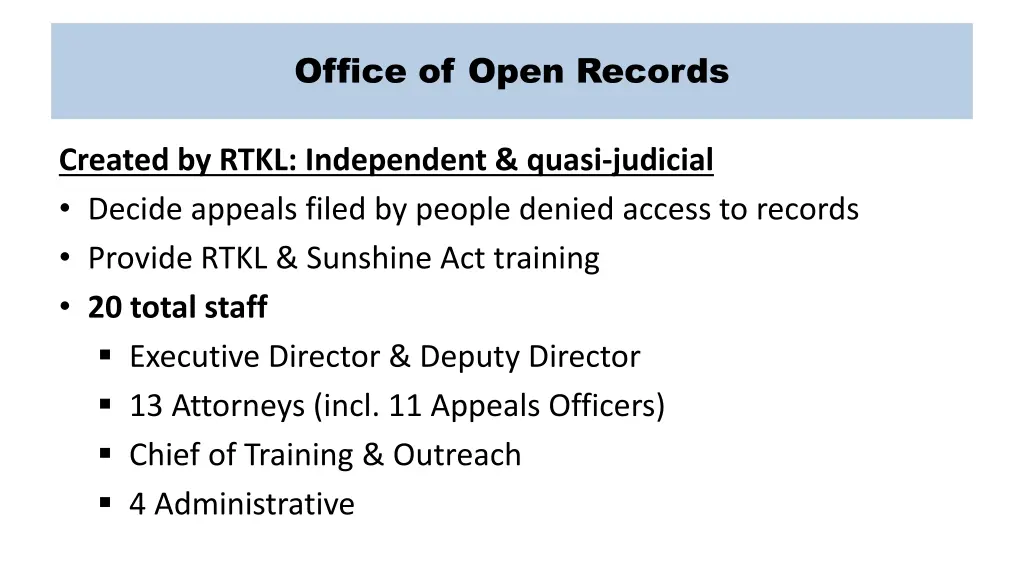 office of open records