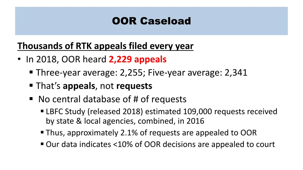 oor caseload